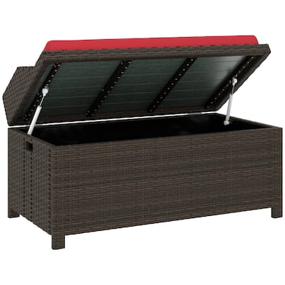 2-in-1 Storage Bench with Plush Cushion, Aluminum Frame & Handles - 40.25" W x 20" D x 20.5" H