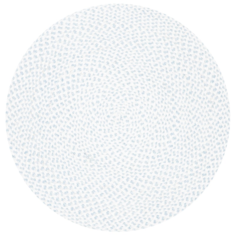SAFAVIEH, Handmade Handmade Insa Country Geometric Polyester Rug - 4' Round - Ivory/Light Blue