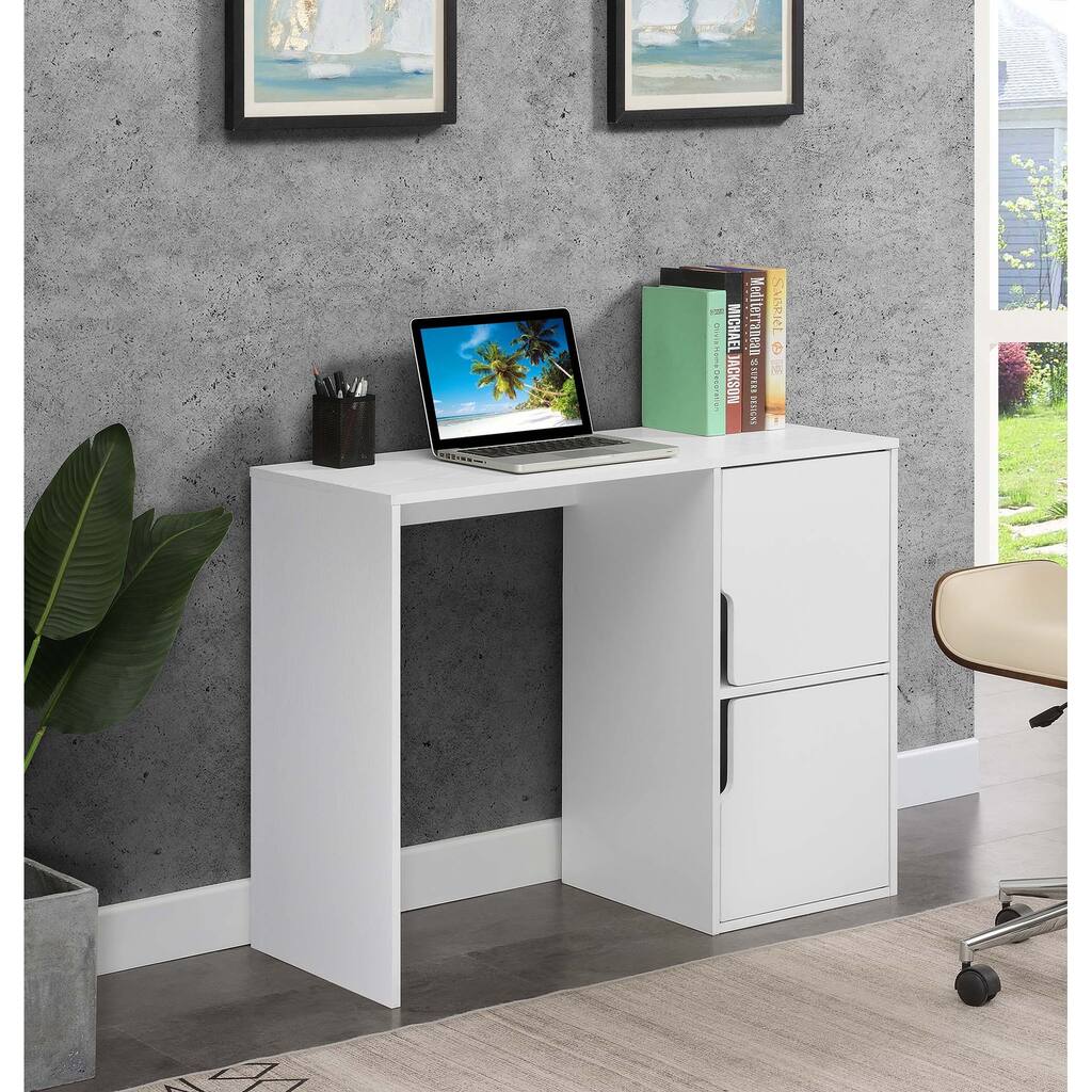 Designs2Go Student Desk with Storage Cabinets, White