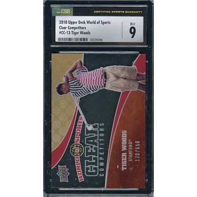 Tiger Woods 2010 Upper Deck Clear Competitors Card #CC-13 Graded CSG 9 170/550 - 8'6" x 11'6"
