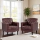 preview thumbnail 5 of 63, 31" W Tufted Vegan Leather Accent Chairs for Living Room Set of 2 Dark Red