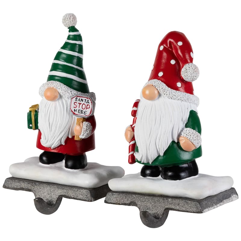 Santa Gnomes Christmas Stocking Holders - 6.25" - Set of 2