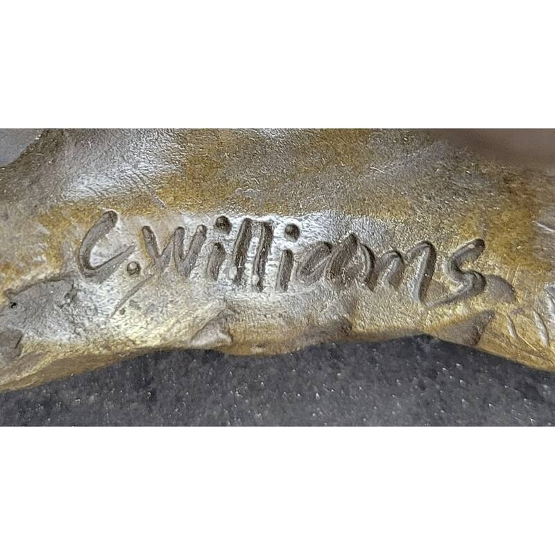 Mother Elephant And Baby Calf Bronze Statue Sculpture Original Art On Marble Base