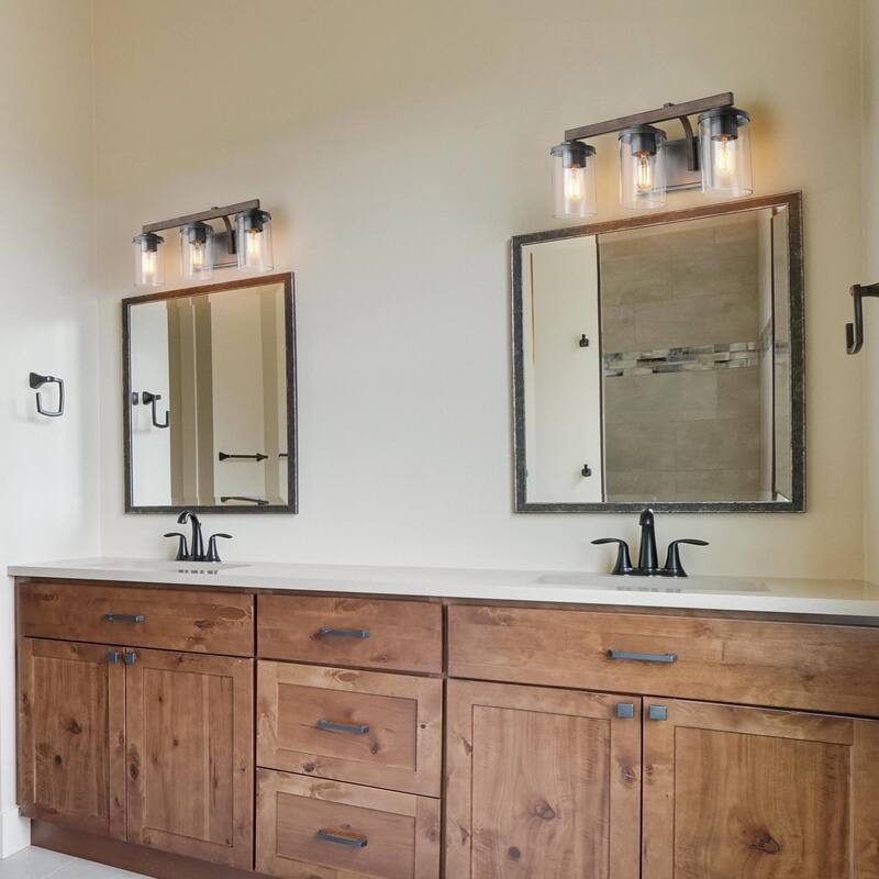 Havenside Home Modern Farmhouse 4-Light Clear Glass Vanity Light Wall Sconces