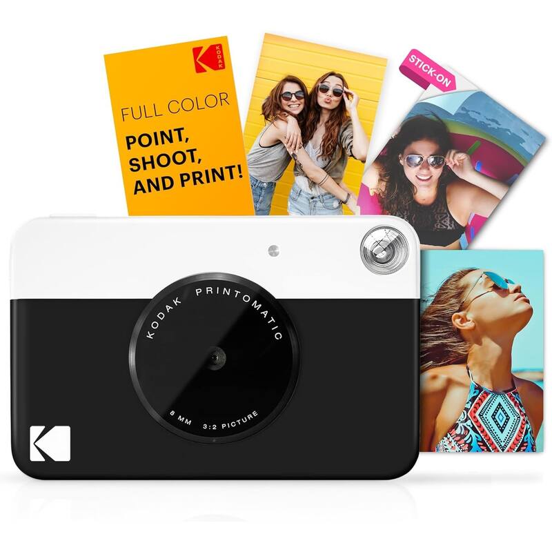 Kodak Printomatic Instant Camera Black Gift Bundle with Blue Case, 20 Zink Sheets, Album & More - N/A