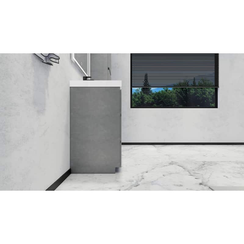 Angeles 24" freestanding bath vanity with single basin reinforced acrylic top