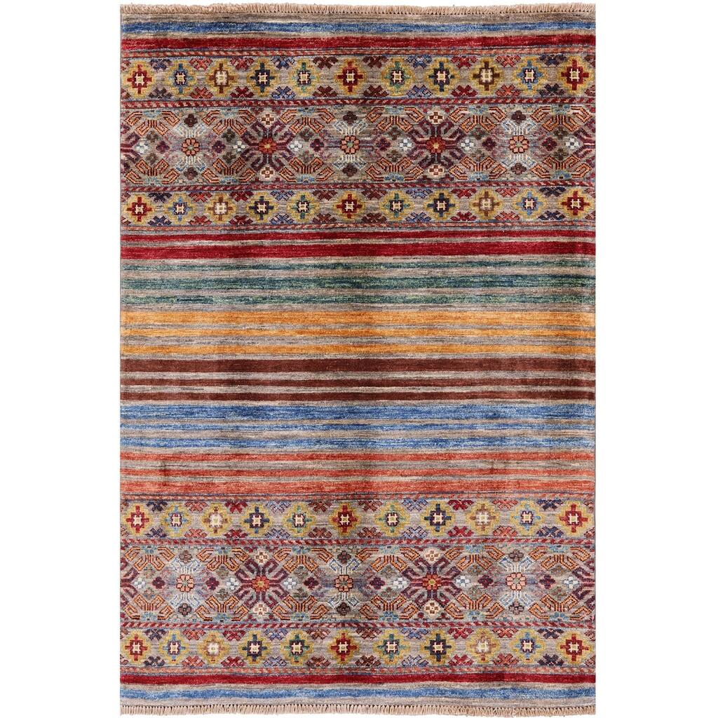 Golden Nile Khorjin Persian Gabbeh Hand Knotted Wool Rug - 3' 4" X 4' 9"