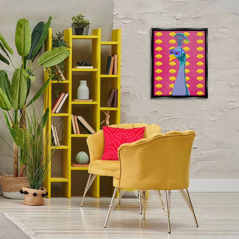 Stupell Vibrant Mod Peacock Framed Floater Canvas Wall Art Design By Marcus Prime