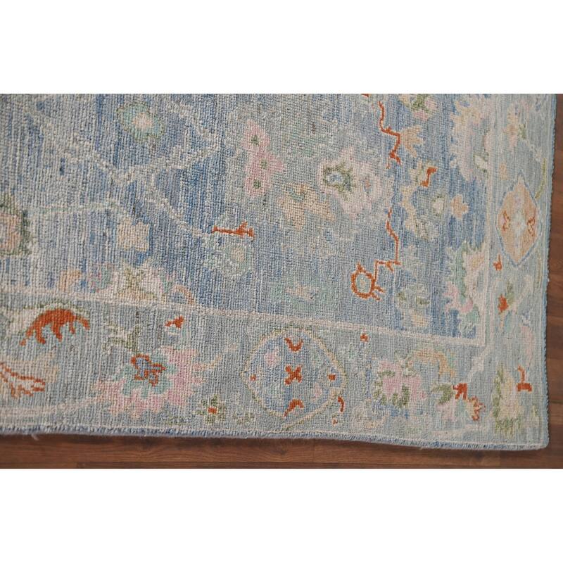 Hand Knotted Oriental 100% Wool Carpet Transitional All-Over Navy Blue & Blues Oushak Runner Rug - 9' 11'' X 2' 8''