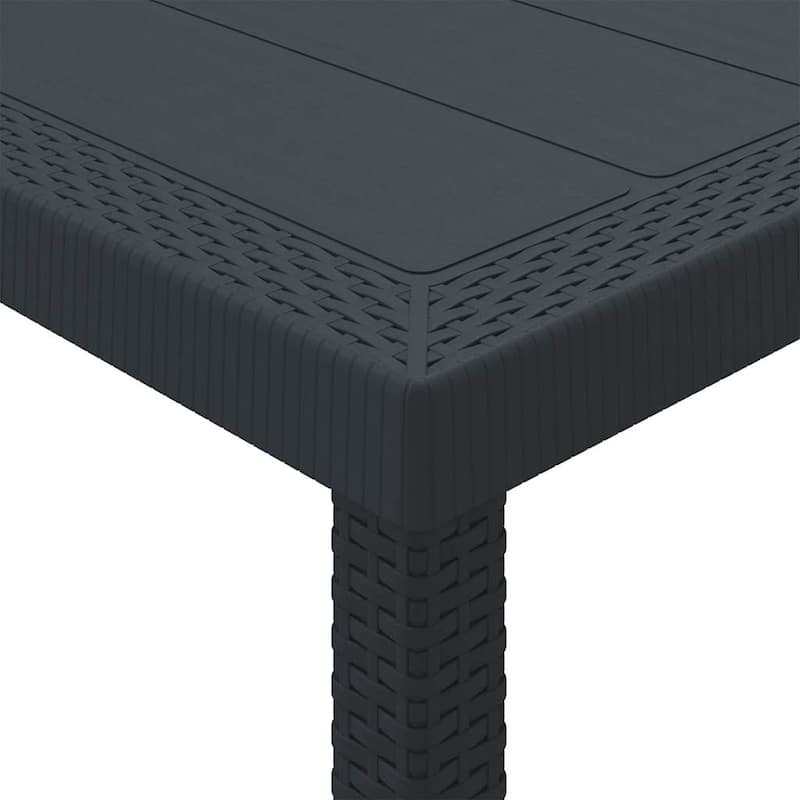 vidaXL Garden Table Anthracite/Brown poly rattan - 98.4 x 39.4 x 28.7 inch