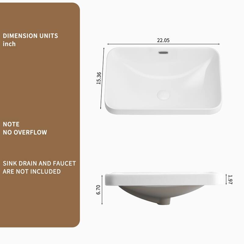 GDFStudio - Oliver Seamless Undermount Ceramic Bathroom Sink for Vanity Countertops