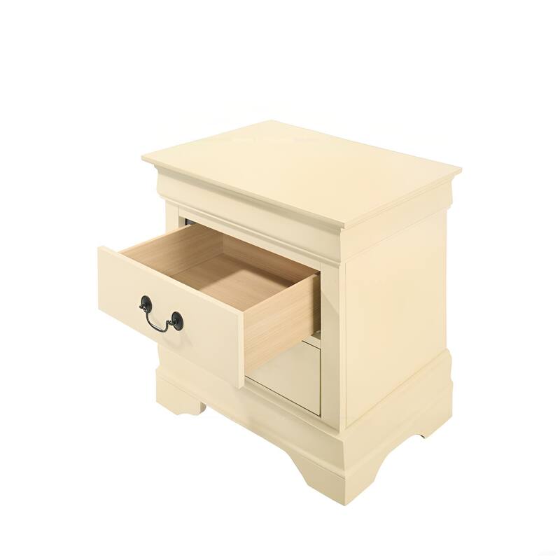 Classic Beige Nightstand with Two Drawers