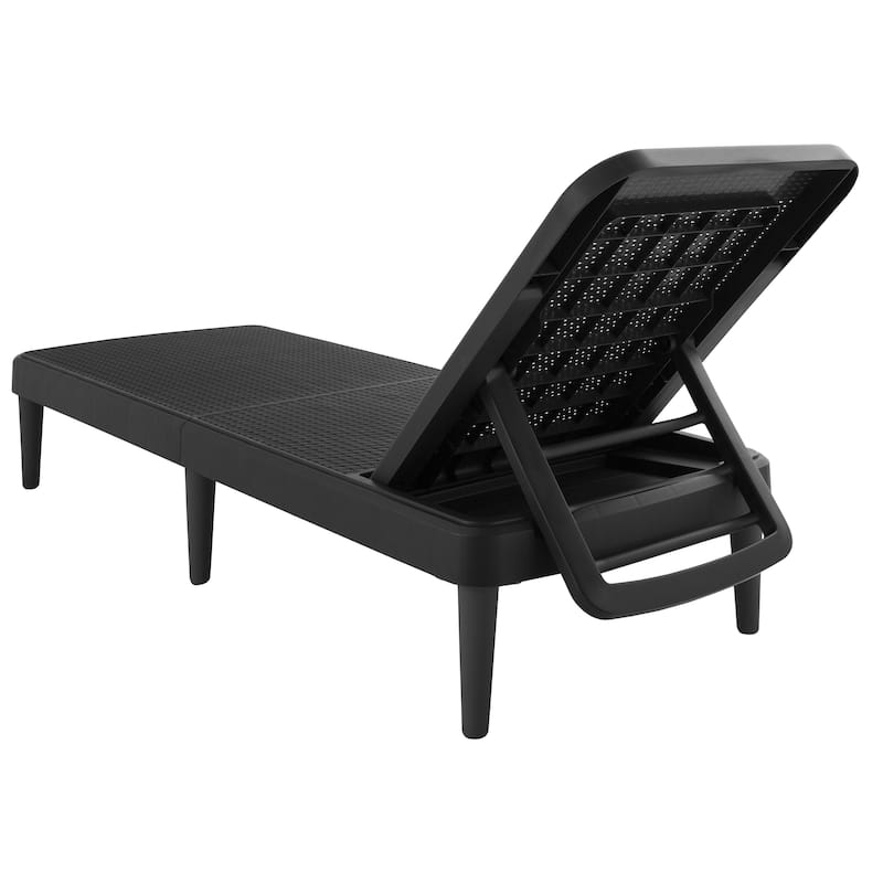 75" Black Heavy Duty Plastic Outdoor Stacking Chaise Lounge