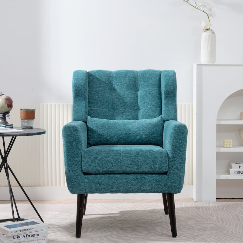 Modern Chenille Arm Chairs with Pillow & Comfy Soft Padded - Teal