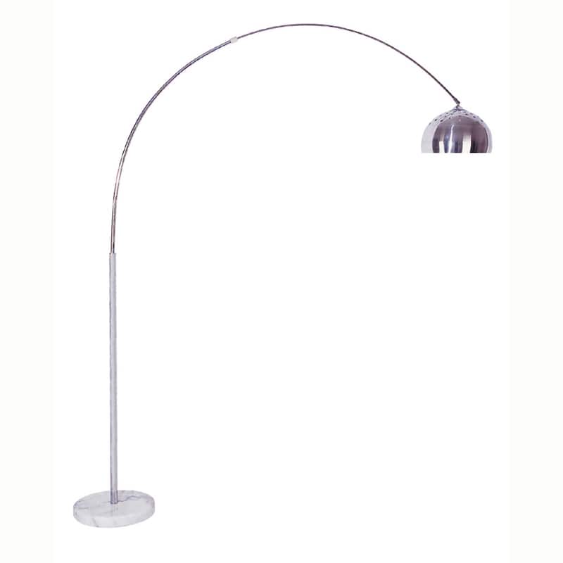 Contemporary White Metal Arched Floor Lamp with Silver Dome Shade E26 Bulb, 120W, Bedroom Lighting - 48" x 14" x 85"