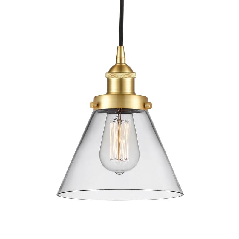 Innovations Lighting 616-1PH-10-8 Cone Pendant Cone 8" Wide Mini - Satin Gold / Clear