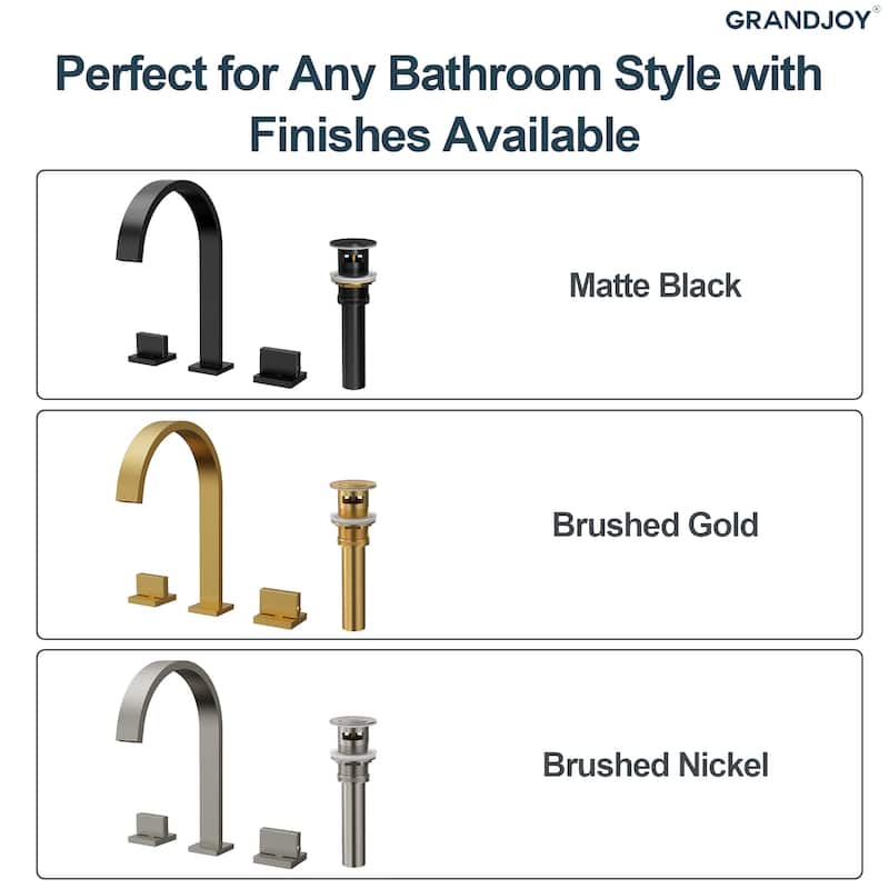 GRANDJOY High Arc Double Handle Bathroom Sink Faucet with Drain