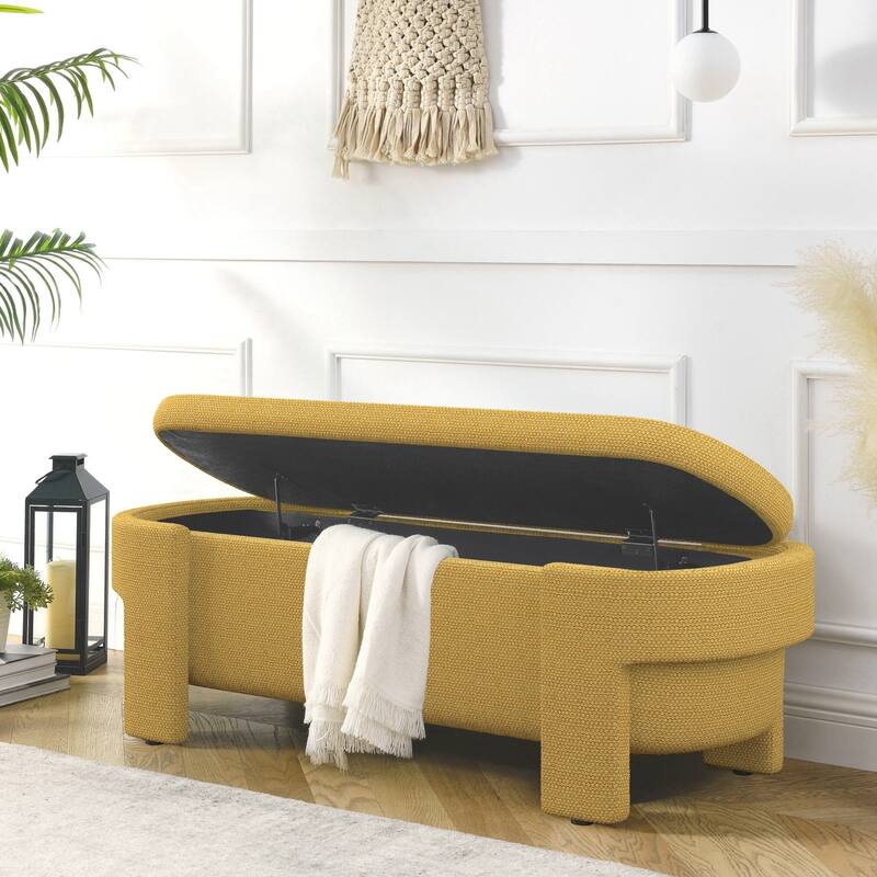 Fabric Upholstered Bench with Large Storage Space for the Living Room, Entryway and Bedroom