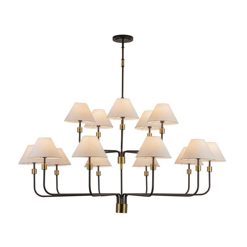 Artcraft Providence 15-Light Chandelier - Black with Brushed Brass Accent