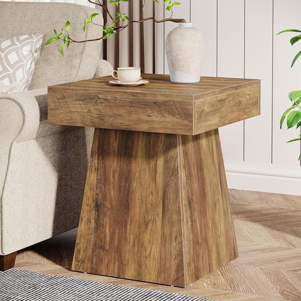 Rustic Square End Table, Farmhouse Small Side Table Nightstand