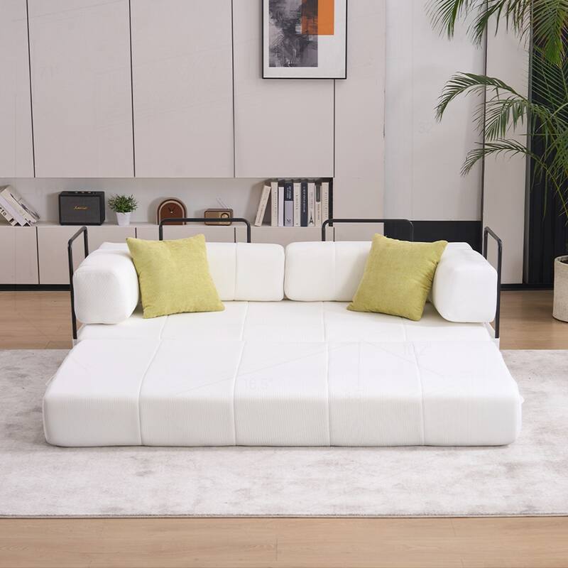 Versatile Convertible Sofa Bed with Plush Pillows for Any Living Space