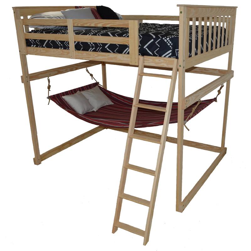 Pine Full Mission Loft Bed with Side Ladder