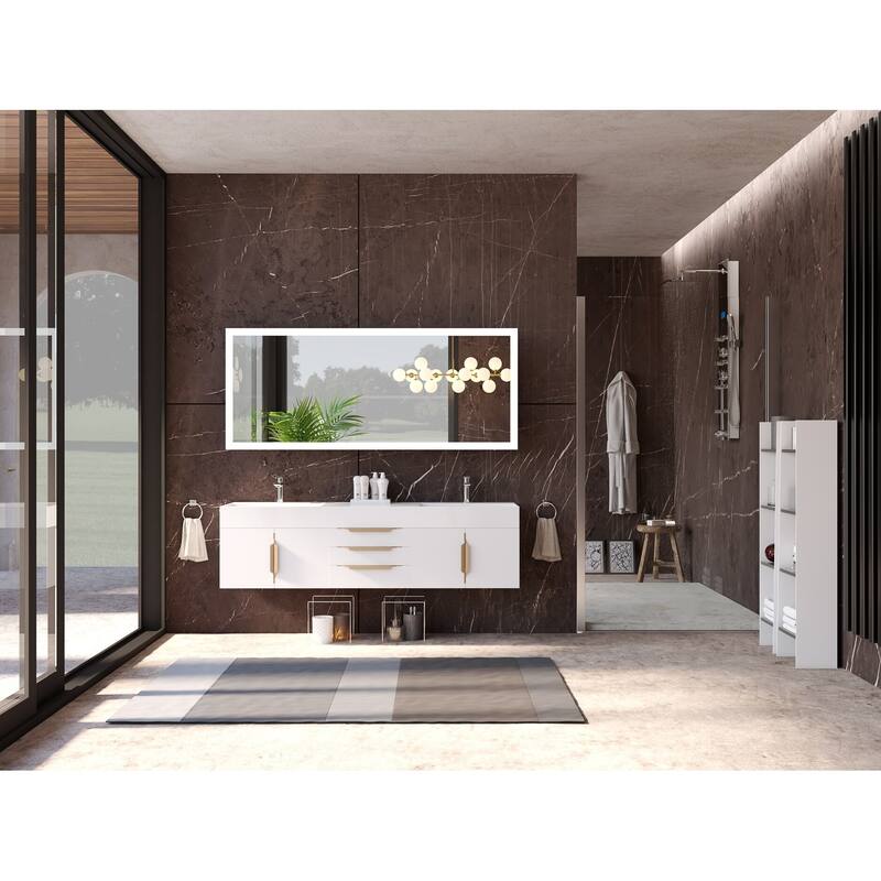 Amazon 72" Wall Mounted Bathroom Vanity Set w/ White Top