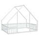 preview thumbnail 31 of 49, Wood House-Shaped Full Floor House Bed with Fence,Guardrails,Kids and Baby