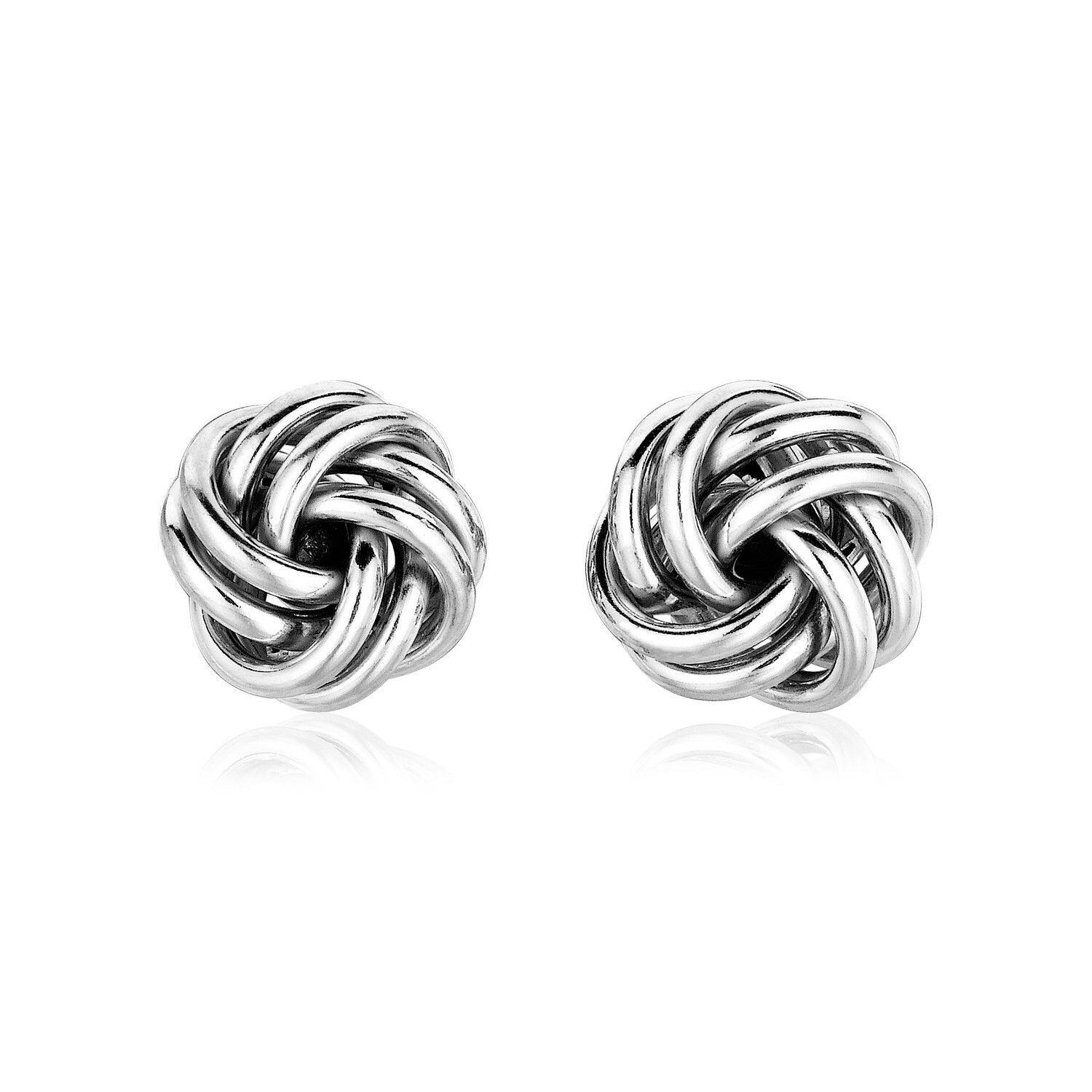 925 Sterling Silver Polished Heart Knot Hoop Earrings 