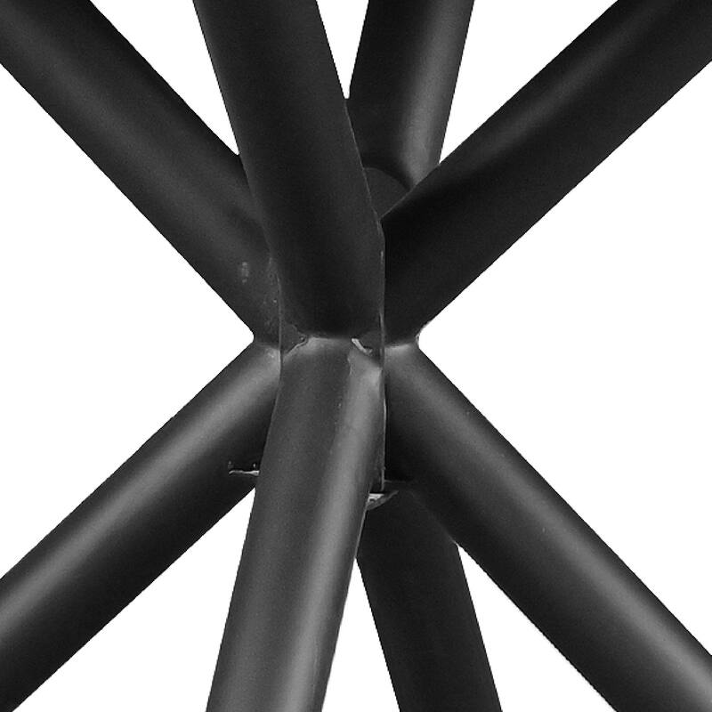 48 Inch Handcrafted Dining Table, Solid Mango Wood Round Top with Iron Crisscrossed Legs, Natural Brown and Black