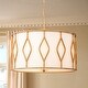 preview thumbnail 2 of 10, Rennnsan 4-Light Modern Farmhouse Antique Gold Fabric Drum Pendant Light for Dining Room - 23.62 in. W x 16.54 in. H