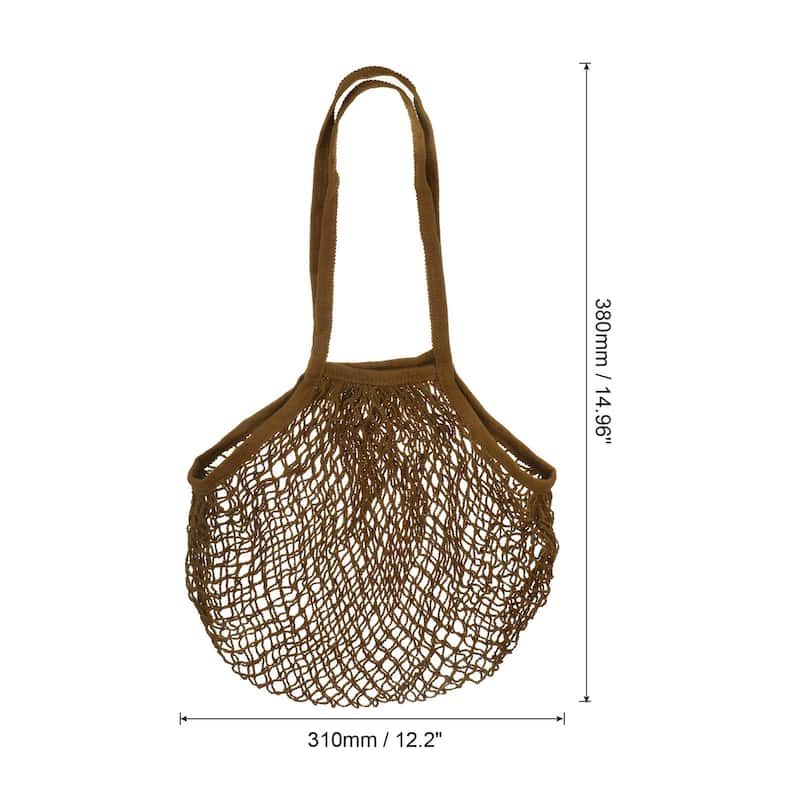 Cotton Mesh Bag, 15x12.2" Long Handle Mesh Net Grocery Bags 2 Pcs