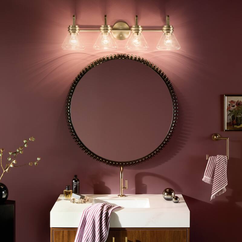Kichler Lighting Farum 34" 4-Light Vanity Light with Clear Glass in Champagne Bronze