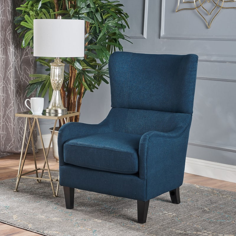 Quentin Contemporary Wingback Fabric Club Chair by Christopher Knight