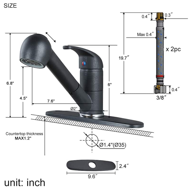 WOWOW Modern Single Handle Pull Down Kitchen Faucet