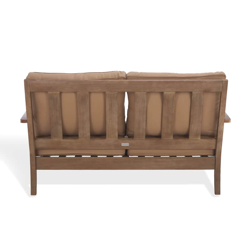 SAFAVIEH Couture Martinique Wood Patio Loveseat - 56"W x 35"D x 32"H