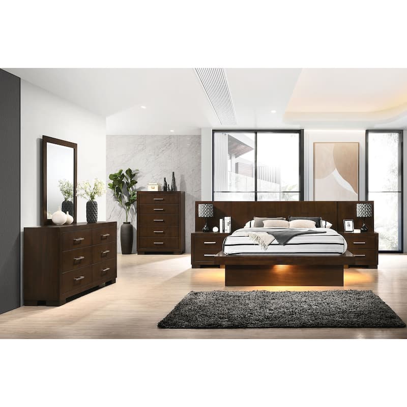 Jessica 6-piece Bedroom Set with Nightstand Panels - Cappuccino - Eastern King