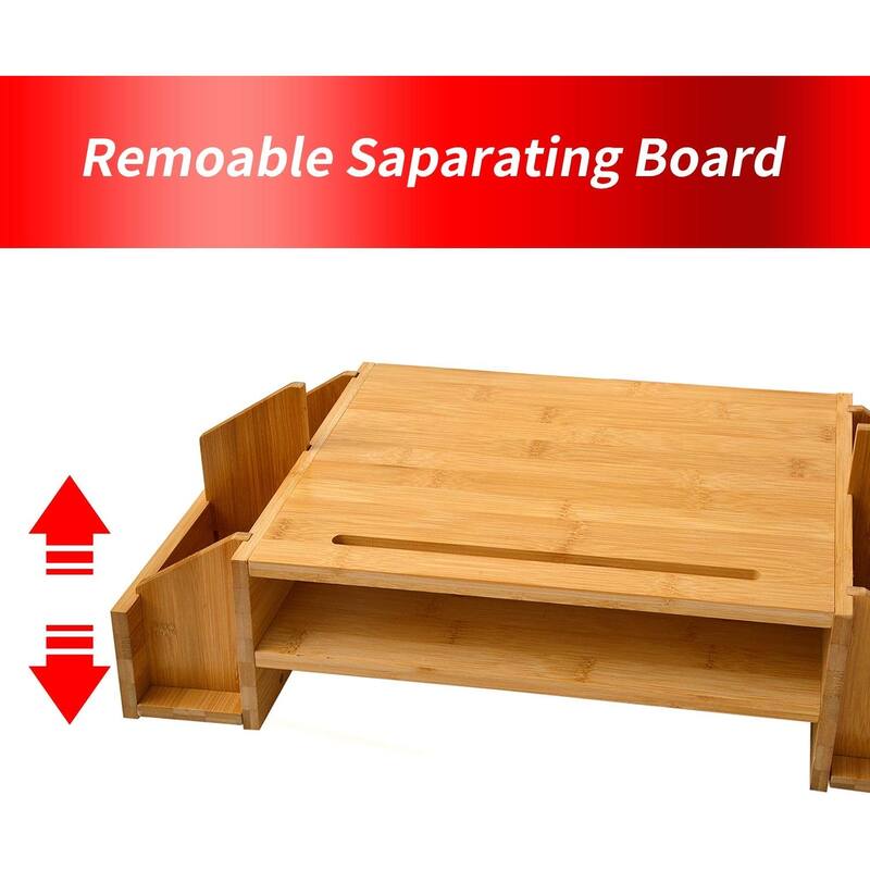 Wood Computer Monitor Stand Desktop Organizer with Drawer