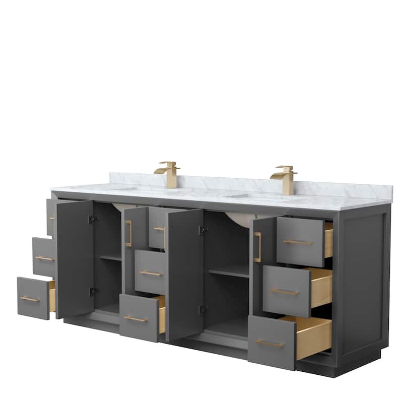 Strada 84-Inch Double Vanity Set, Carrara Marble Top