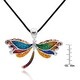 preview thumbnail 2 of 3, Silvertone Rainbow Mosaic Dragonfly Necklace and Earring Set
