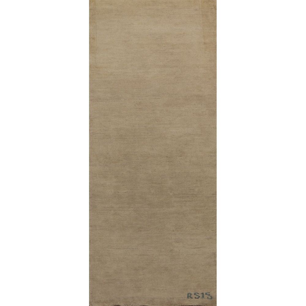 Gabbeh Modern Runner Rug Hand-Knotted Wool Carpet - 3'0"x 9'8"
