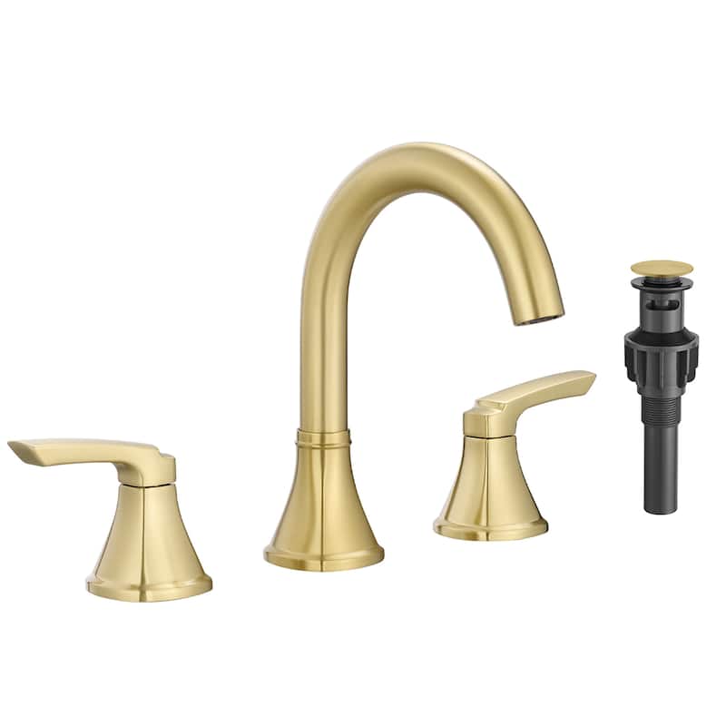 8 Inch Widespread Bathroom Faucet for Sink Deck Mounted Lavatory Vanity Faucet 2 Handle Bathroom Sink Faucet with Pop-up Drain - Gold