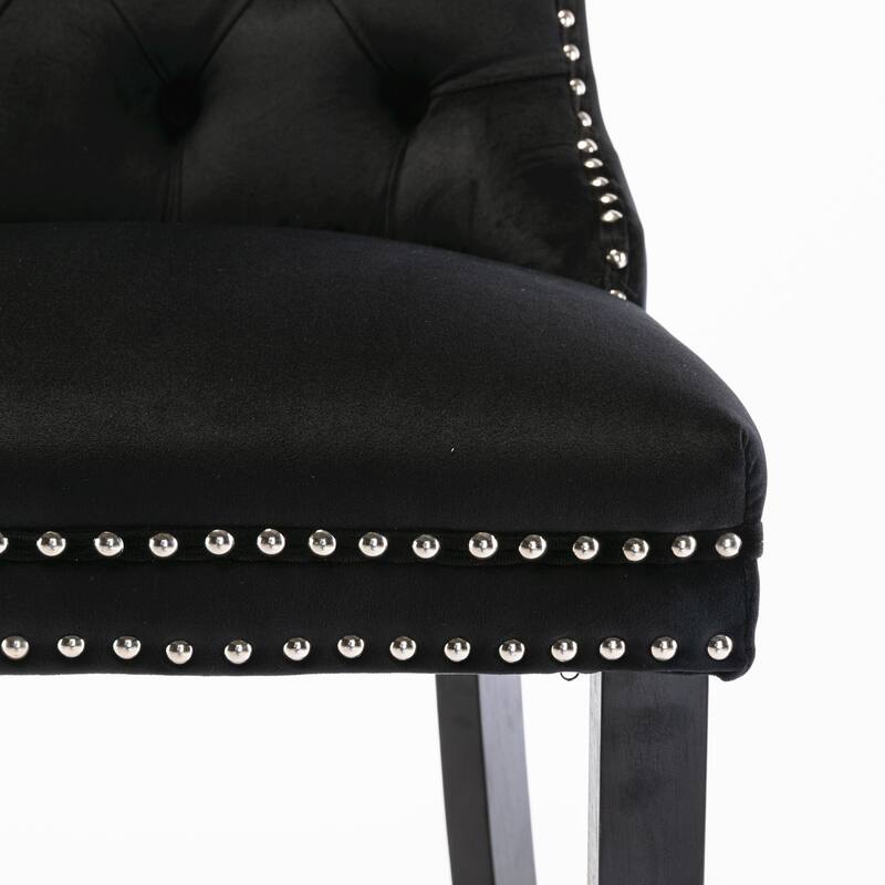 Counter Height Bar Chairs Set of 2, Bar stools with Button Tufted Back, Upholstered Kitchen Island Chairs with Footrest