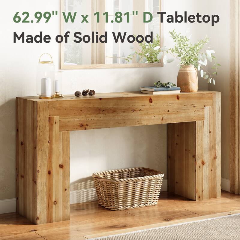 62.99-Inch Solid Wood Console Table for Living Room