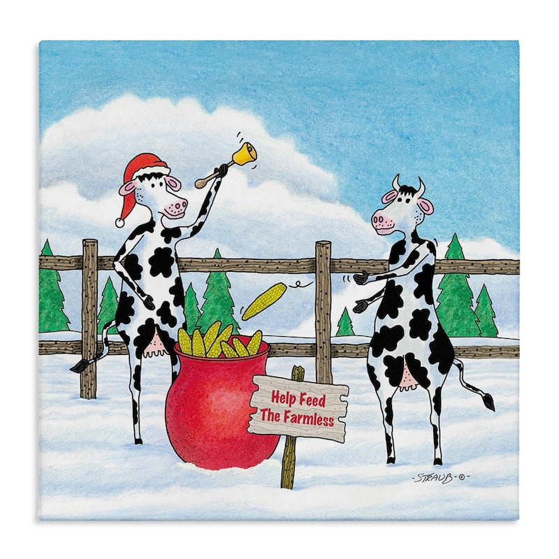 Stupell Feed The Farmless Funny Cows Canvas Wall Art Design By Roger Straub - 24 x 24