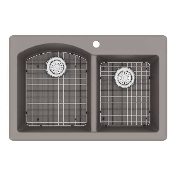 Drop-In Stainless Steel 33 in. 1-Hole 60/40 Double Bowl Kitchen Sink Kit Drop-In Stainless Steel 33 in. 1-Hole 60/40 Double Bowl Kitchen Sink Kit