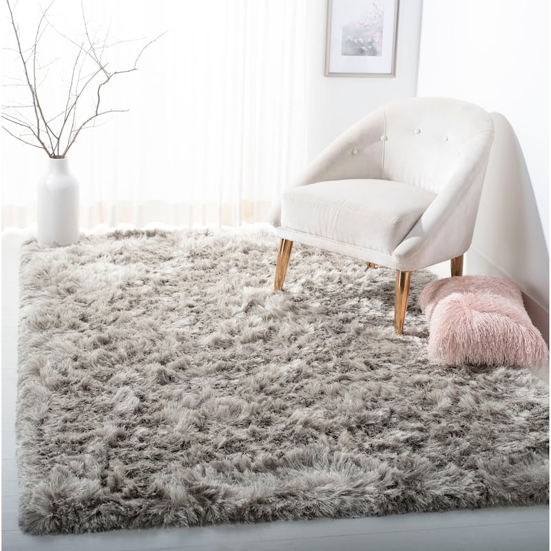 SAFAVIEH Handmade Ocean Shag Lyse Glam 2.5-inch Thick Rug - 5' x 8' - Light Grey