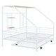 preview thumbnail 22 of 52, Metal House Bed with Trundle, Sturdy House Shaped Bedframe w/Built-in Shelf & Grid for Kids Bedroom, Dorm, No Box Spring Needed