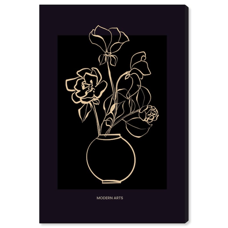 Wynwood Studio Canvas Floral and Botanical Simple lines Flowers Black and Eggshell Modern & Contemporary Wall Art Canvas Print