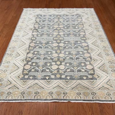 HERAT ORIENTAL Handmade Vegetable Dye Khotan Wool Rug - 6'5" x 9'2"